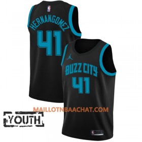 Maillot NBA Charlotte Hornets Willy Hernangomez 41 2018-19 Jordan Brand City Edition Noir Swingman - Enfant